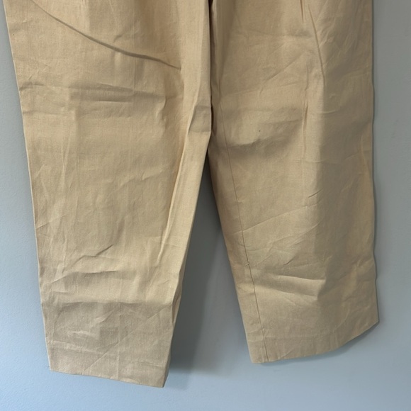DEREK LAM 10 CROSBY Pant Linen blend wide leg pants Beige Pockets Sz 12 NEW - Picture 5 of 14